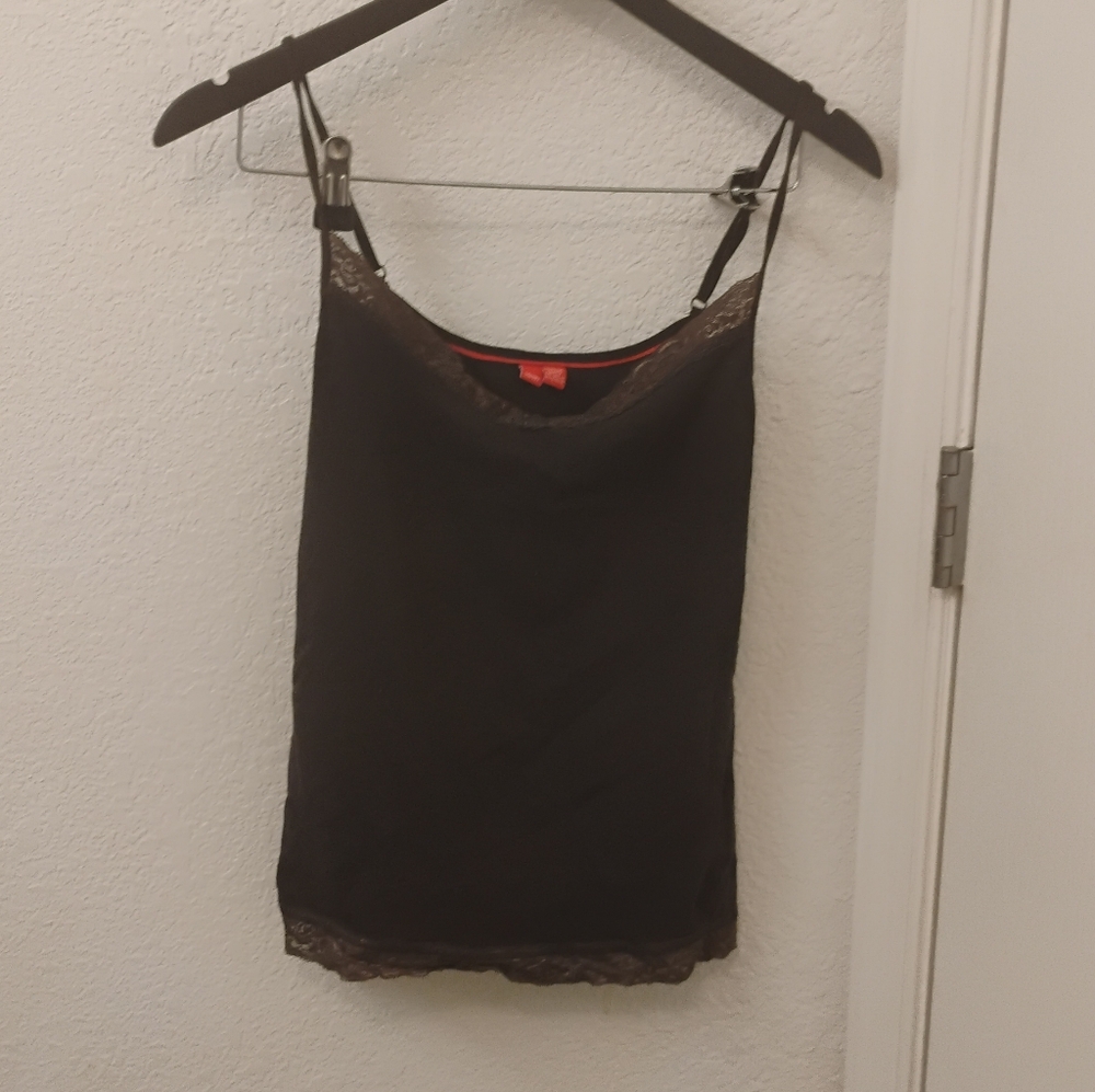 Vintage 2000s Esprit Women's Brown Lace Cami Top